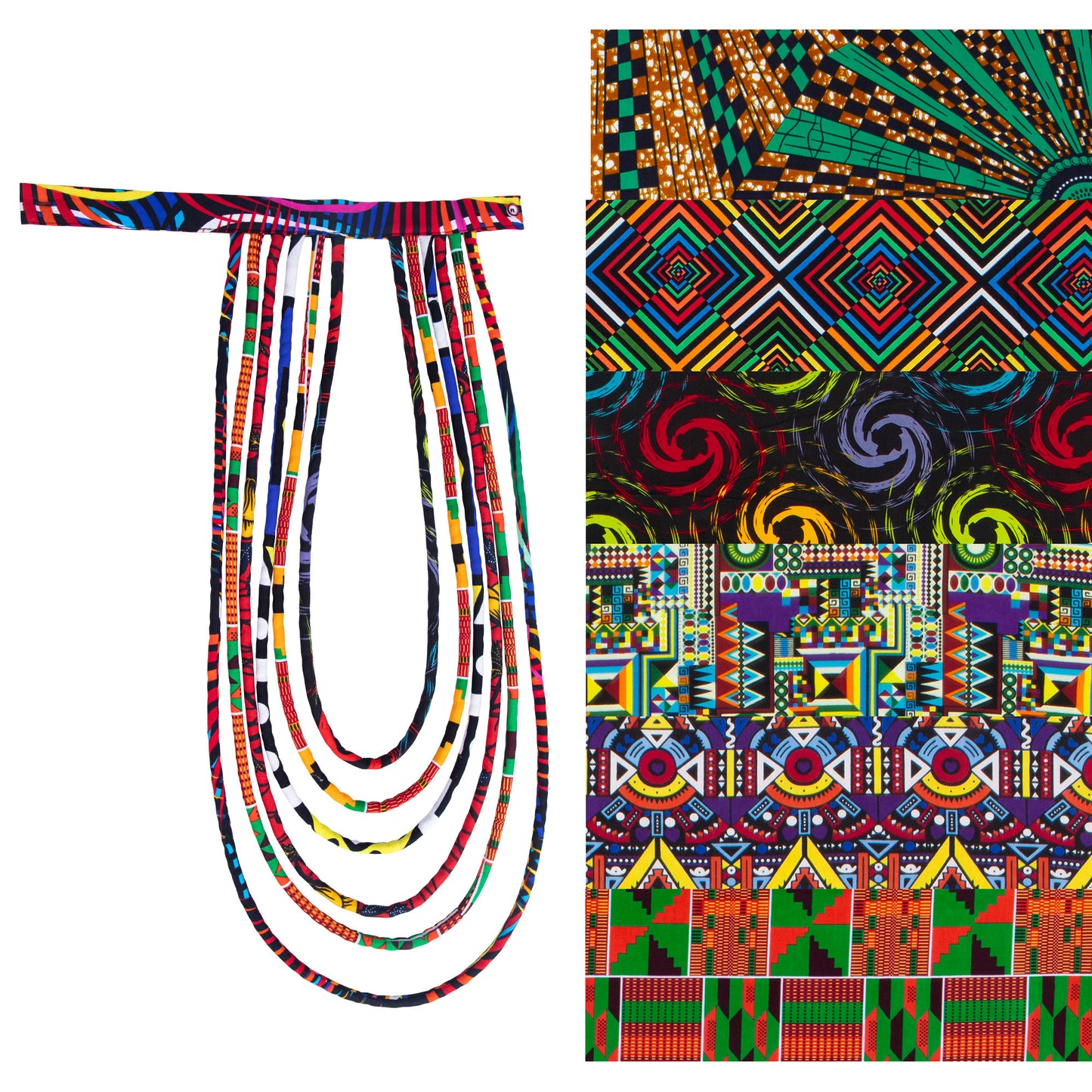 Colorful African Fabric Layered Statement Necklace for African Women Jewelry Accessories