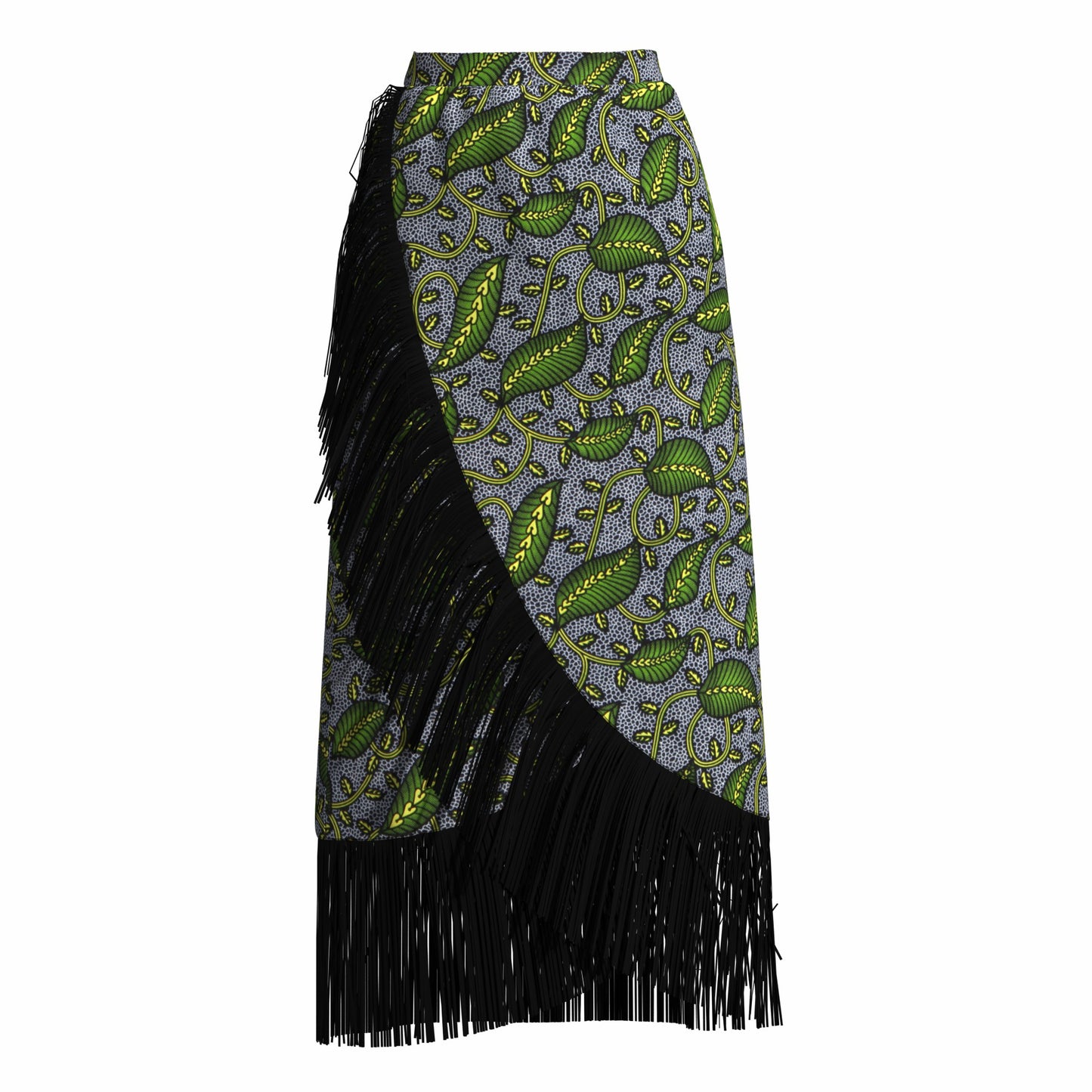 African Wax Print Fringe Wrap Skirt & Shawl