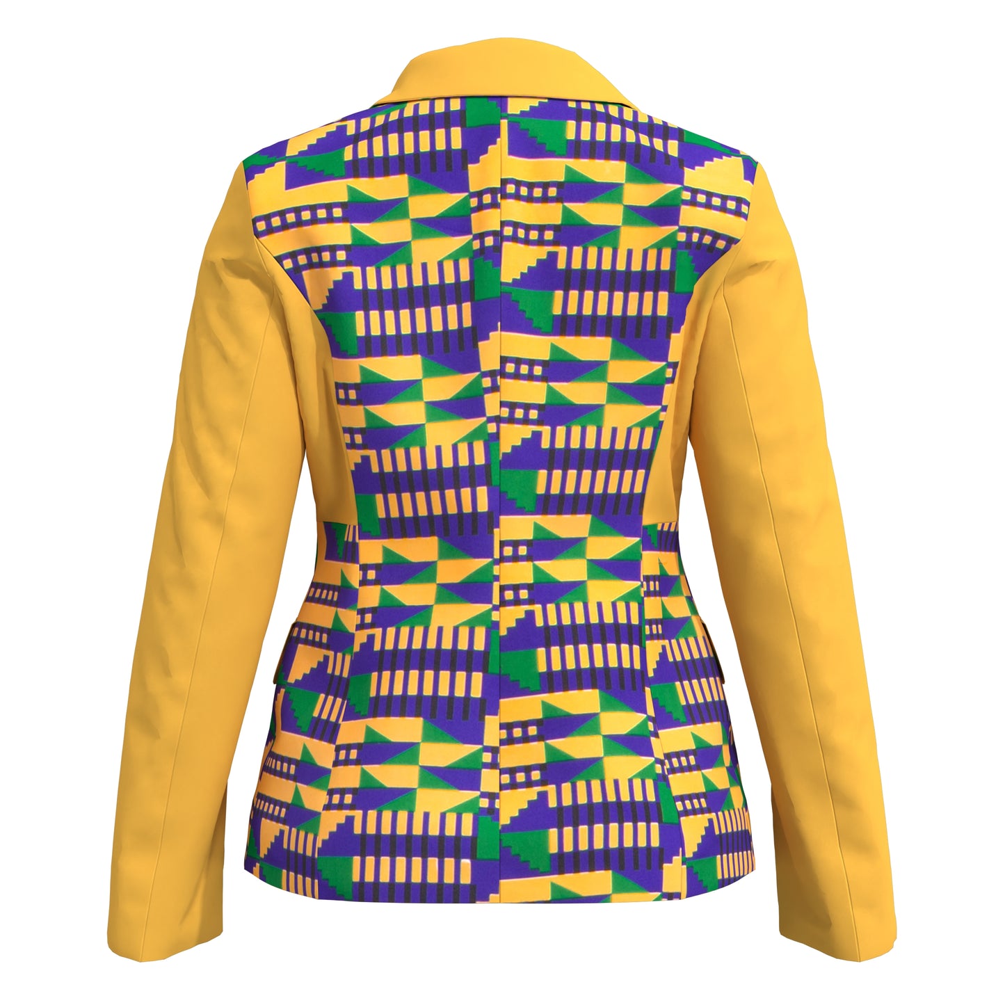 African Print Patchwork Slim Fit One Button Women Blazer Jacket