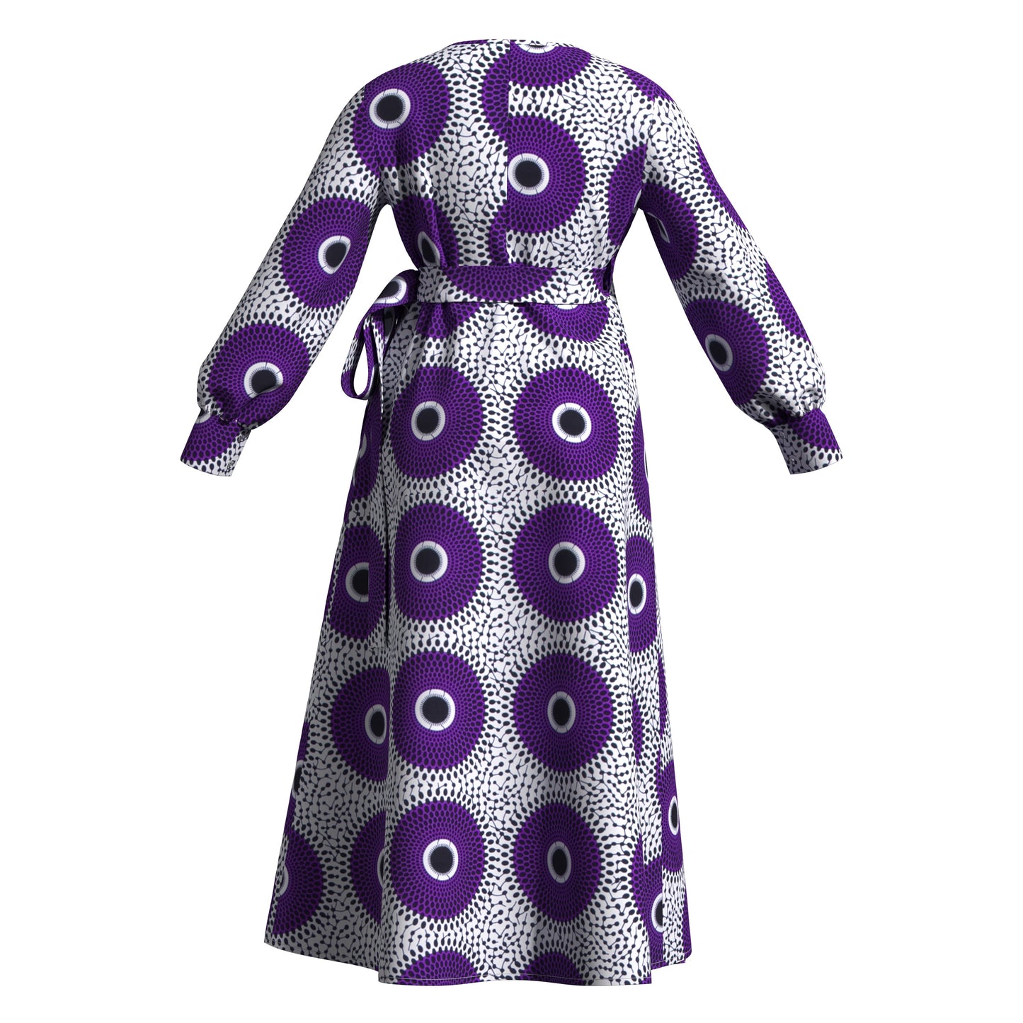 African Print Wrap Maxi Dress with Waist Tie
