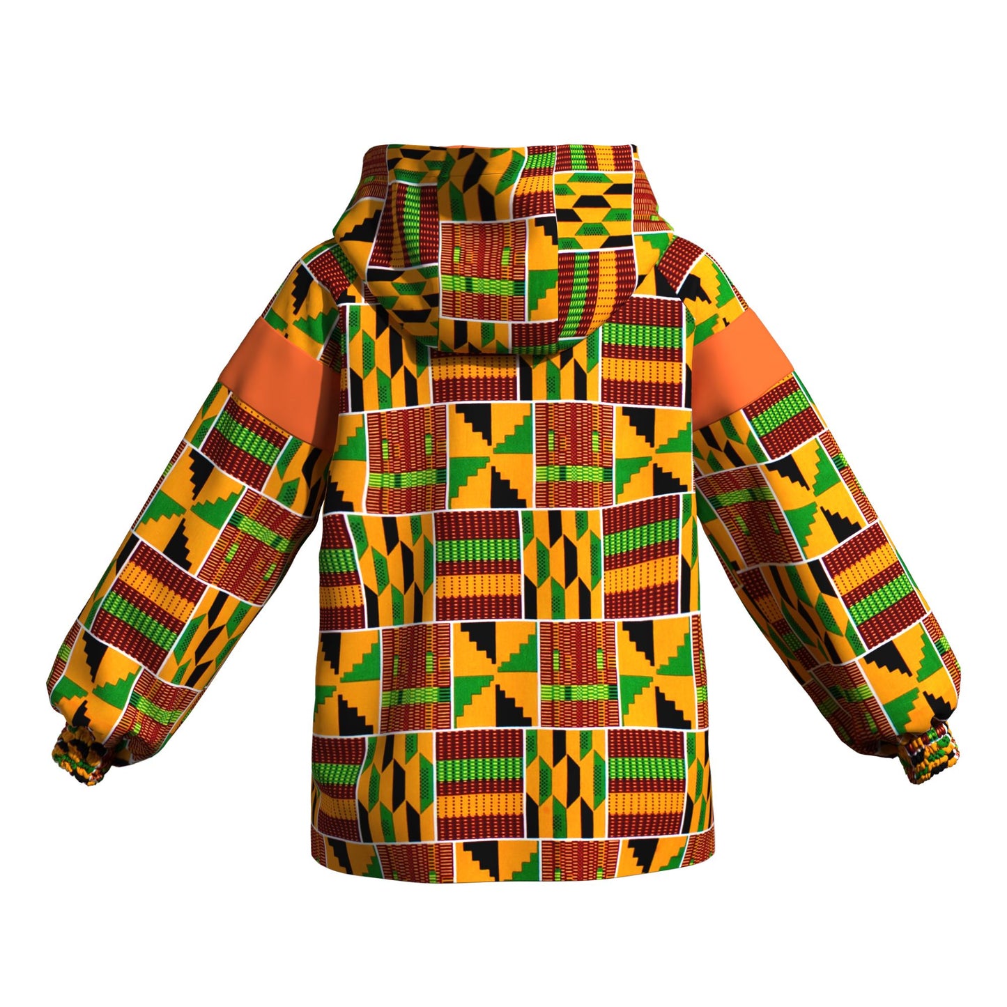 Afrocentric Zip-Up Hoodie with Color Block Accen