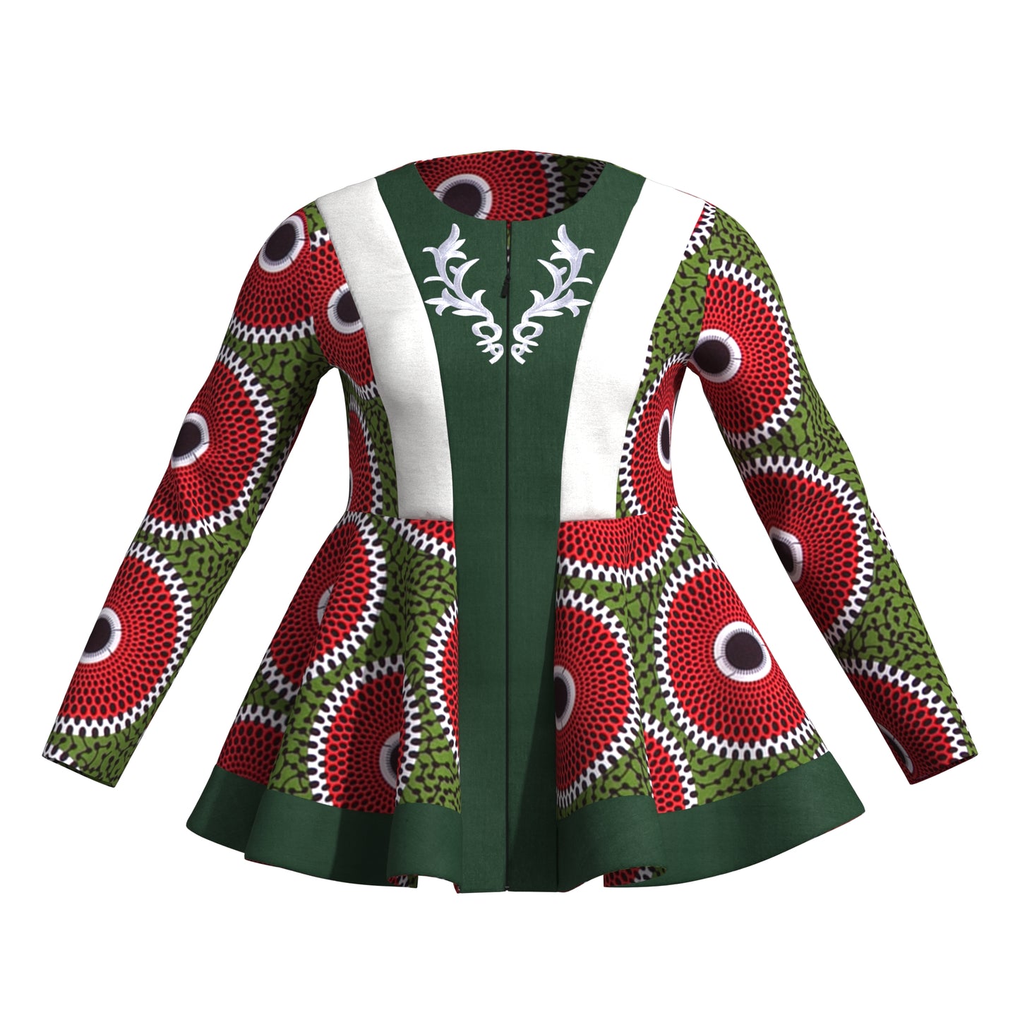 Ankara Embroidered Peplum Blouse for Women