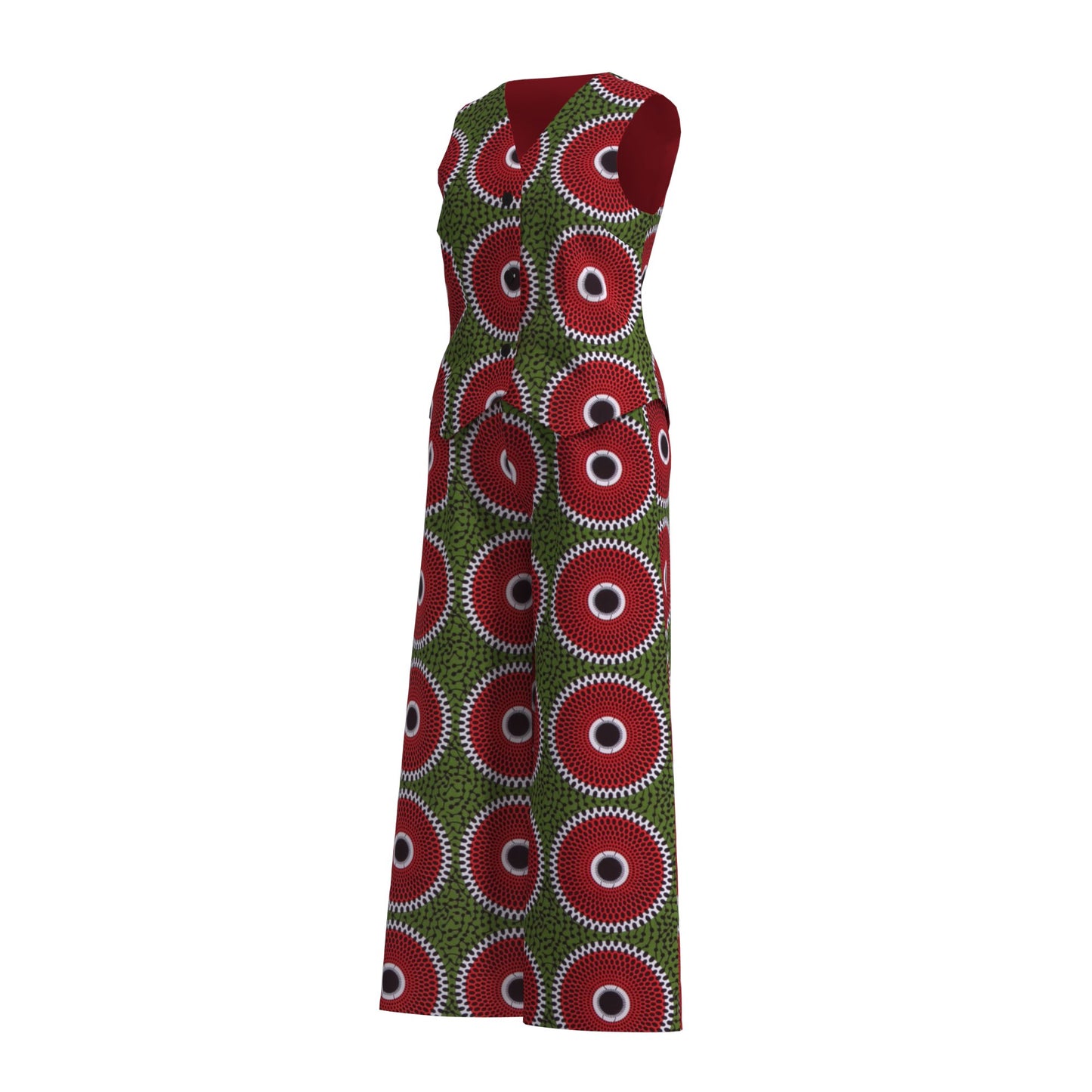 Ankara Print Sleeveless Vest & High Waist Pants Se