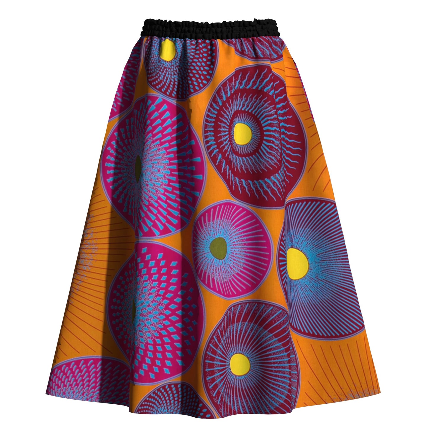 African Classic Print Comfort Elastic Waist Long Skirt