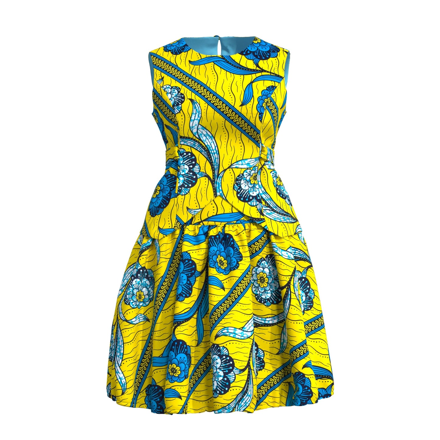 African Print Tie-Back Sleeveless Top & High Waist Skirt Set