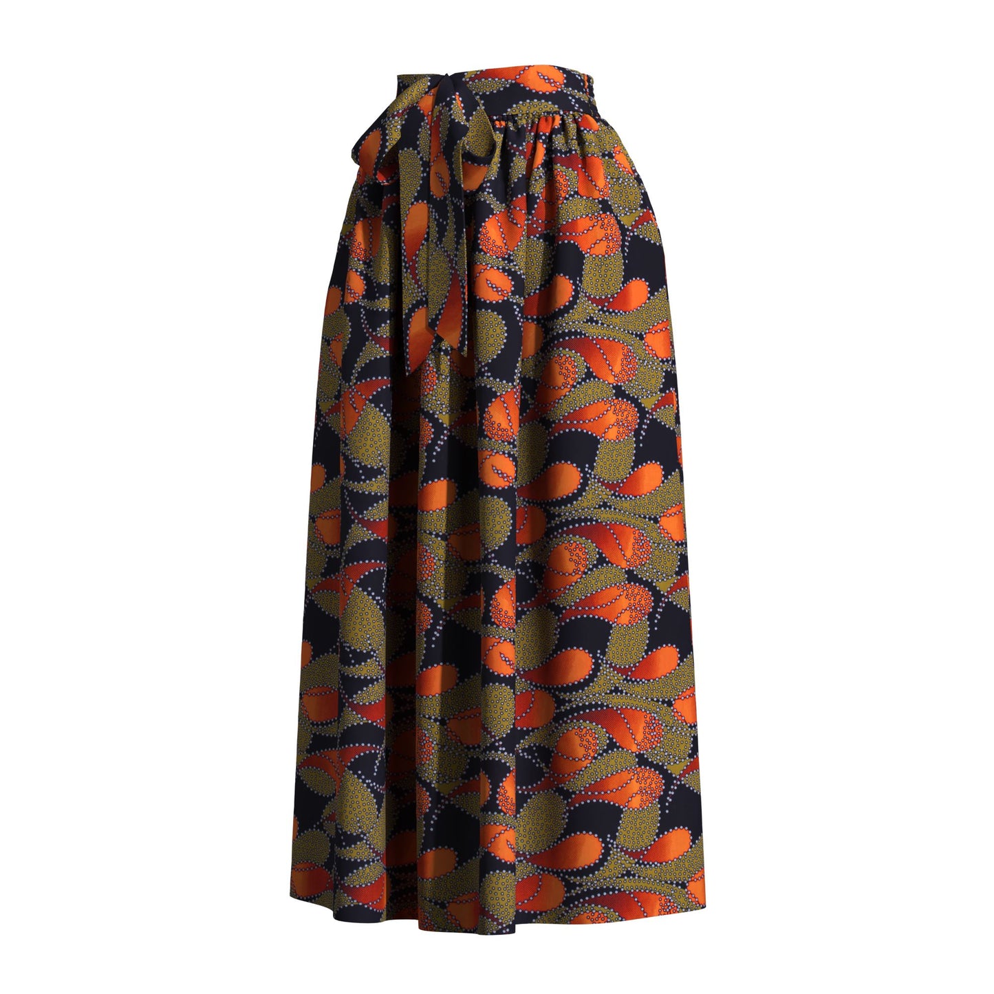 African Print Elastic Waist A-Line Skirt with Matching Belt