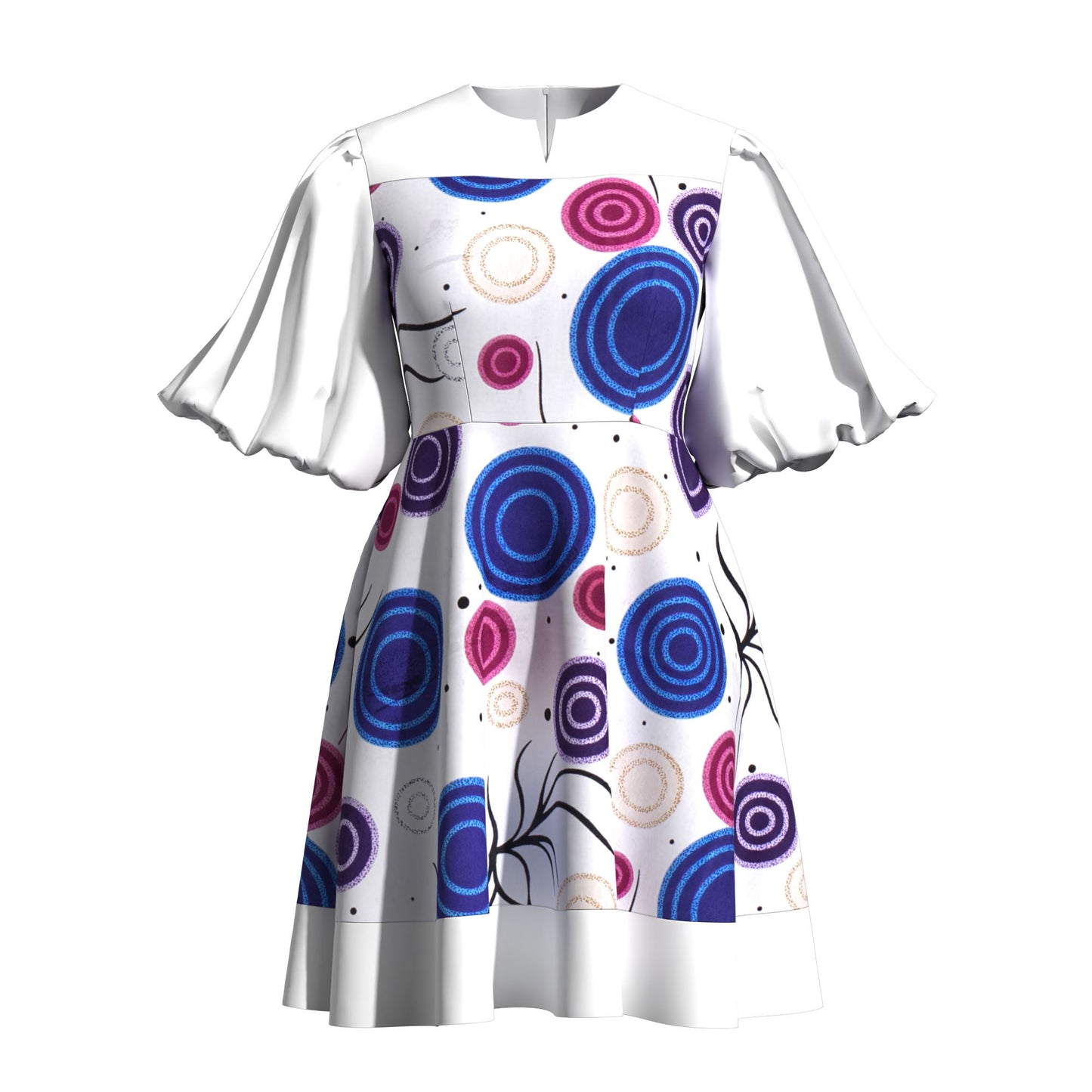 High Waist African Ankara Print Color Block Dress