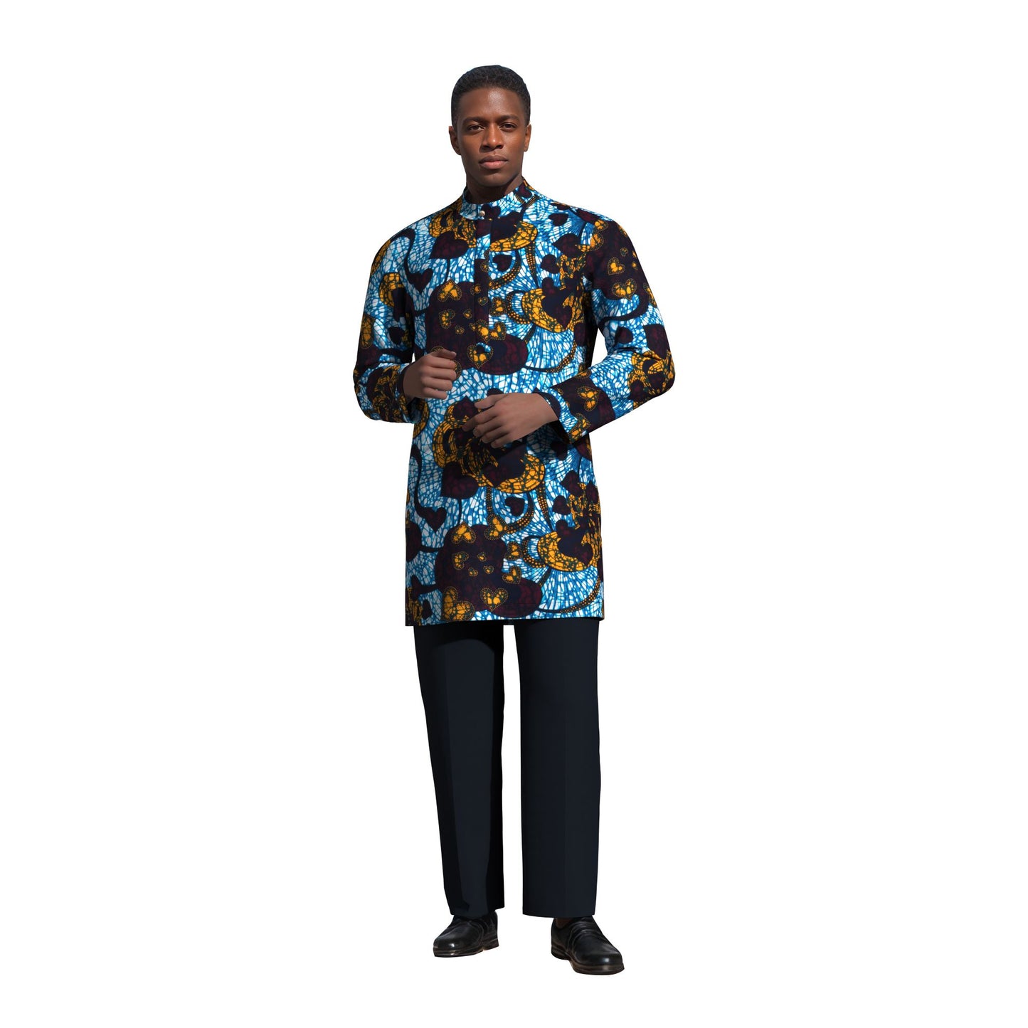 Modern African Print Men’s Business Casual Tunic Top