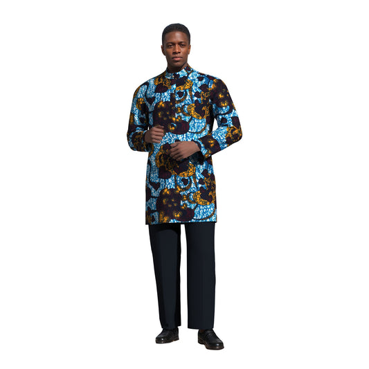 Modern African Print Men’s Business Casual Tunic Top