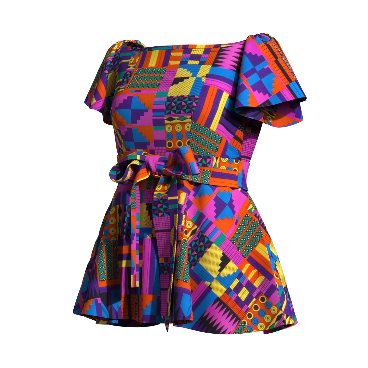 Ankara Print Plus Size Inclusive Off-Shoulder Peplum Blouse