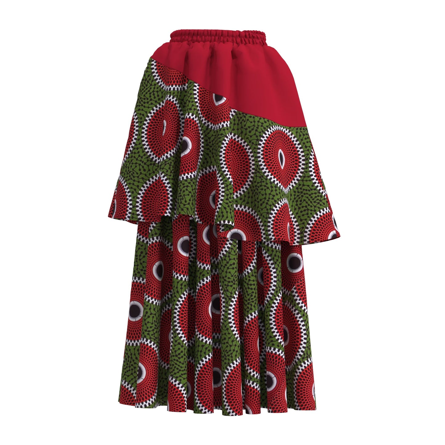 African Print Color Block Tiered Maxi Skirt