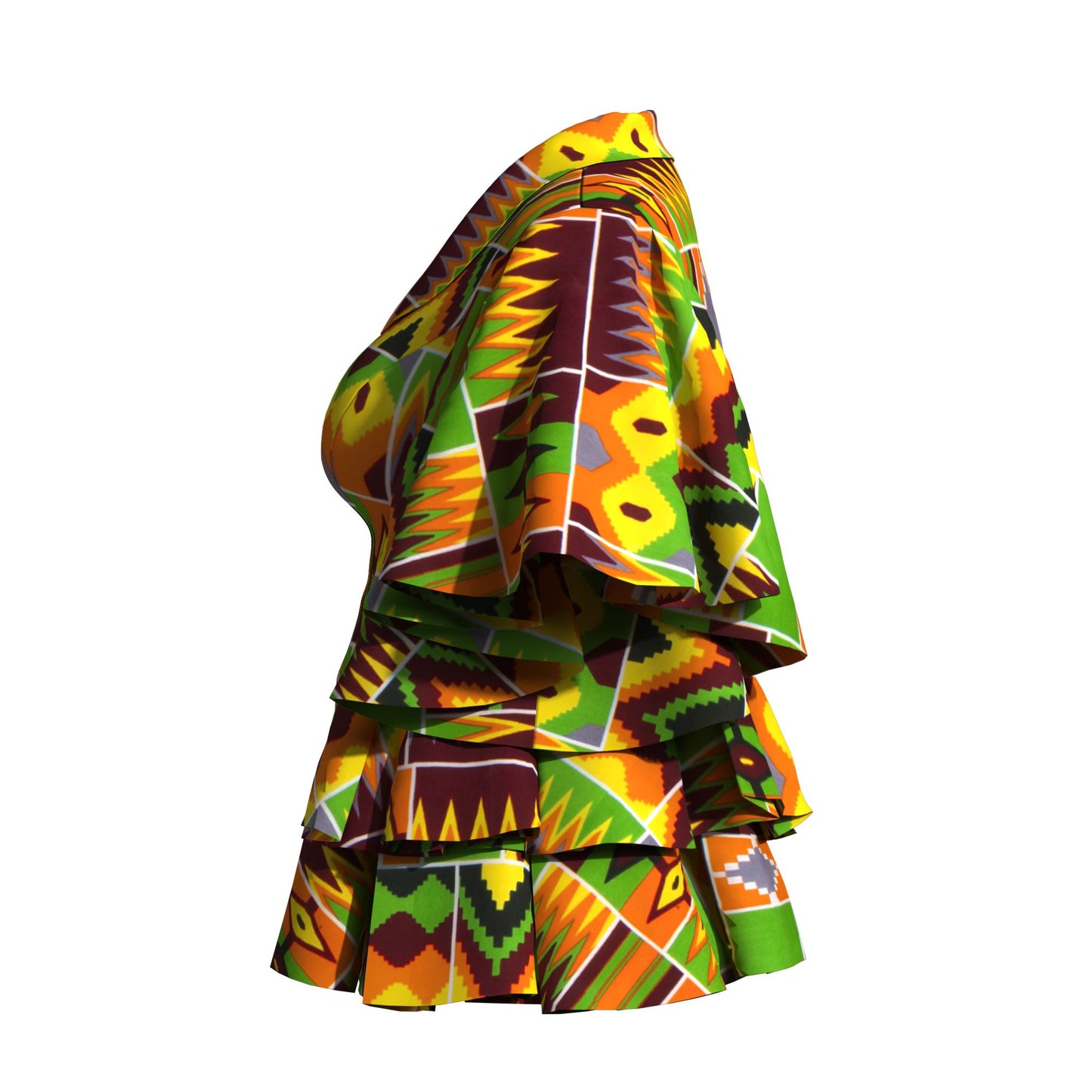 Colorful African Wax Print Flattering Peplum Blouse