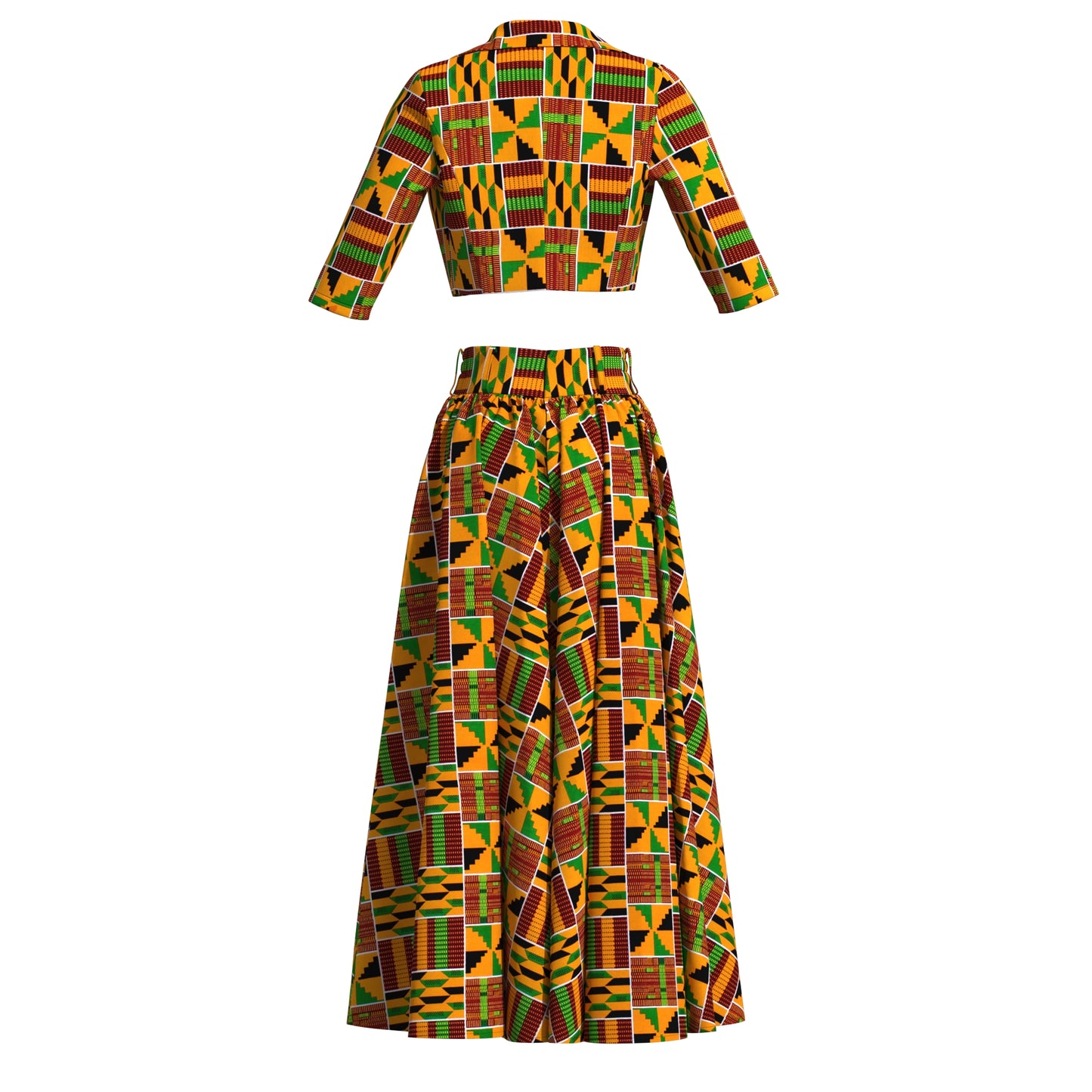 Ankara African Print Two-Piece Blazer & High Waist Maxi Skirt Set