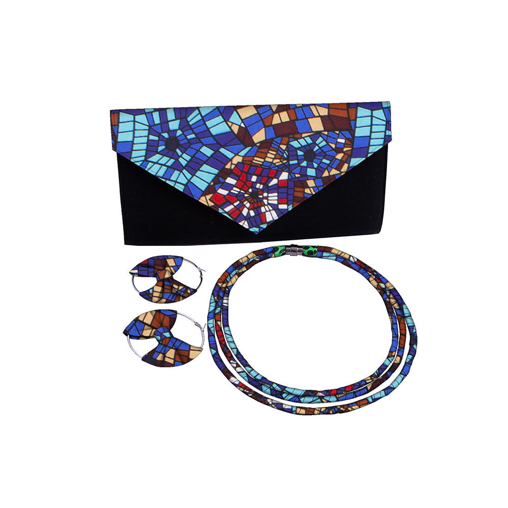 Ankara Print Envelope Clutch & Matching Jewelry Set