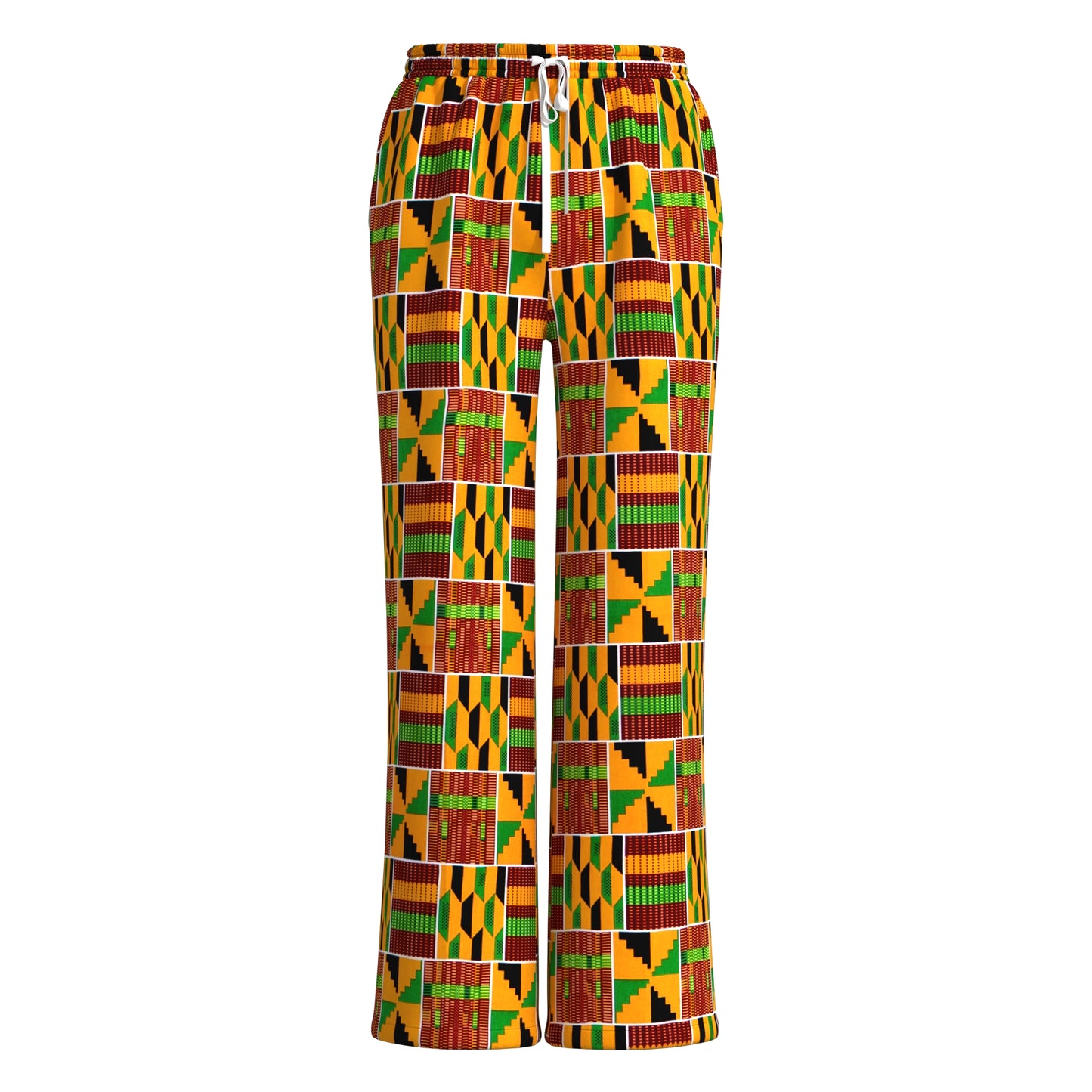 African Print Drawstring Waist Wide Leg Pants