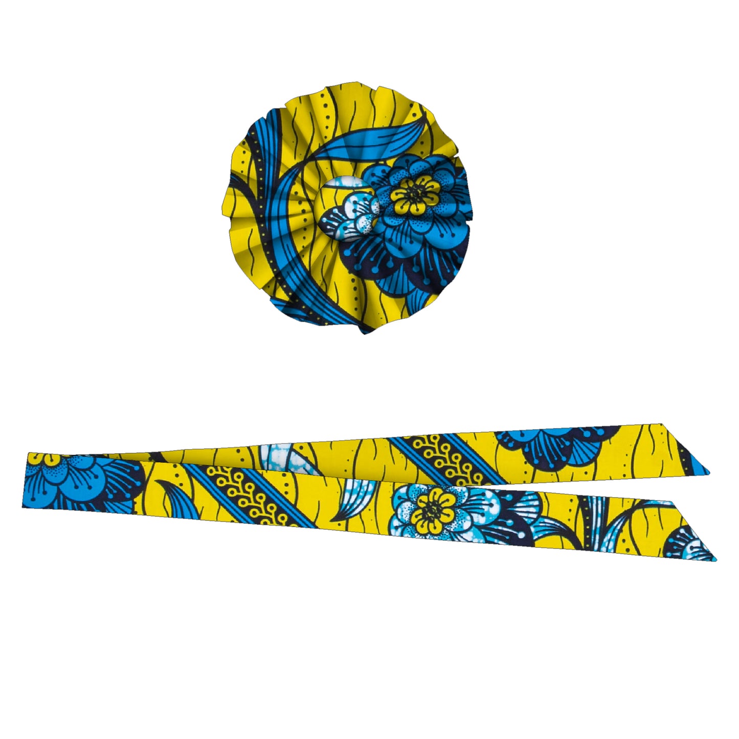 Fashion African Women All Over Print Waist Belt & Decor Brooch Coordinated Fashion Accessories Set