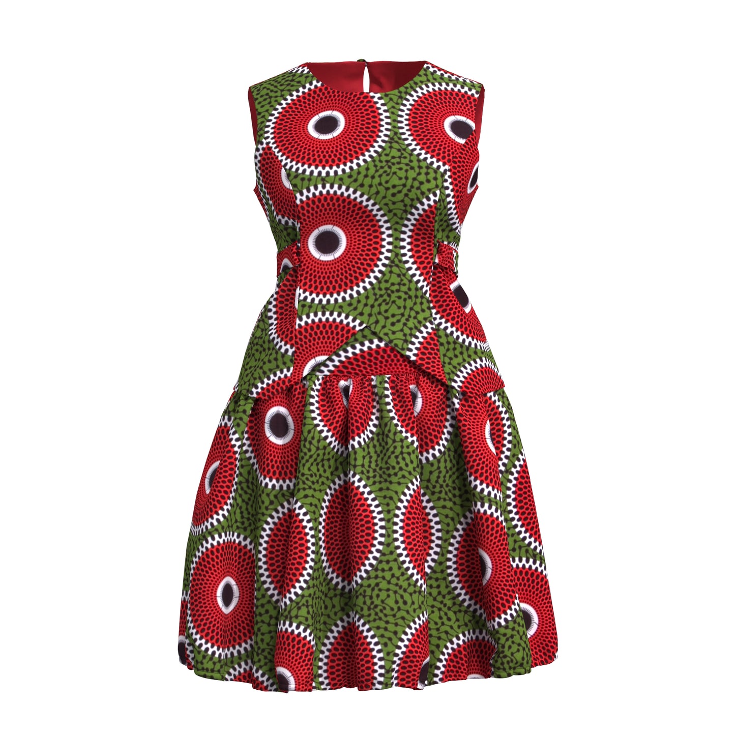 African Print Tie-Back Sleeveless Top & High Waist Skirt Set