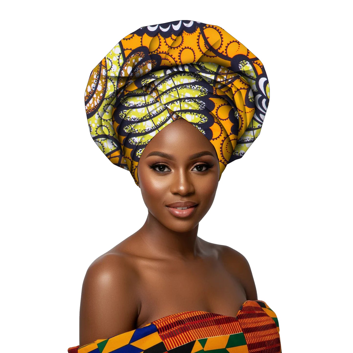 African Print Wrap-Around Turban – Women’s Head Accessories for All Occasions