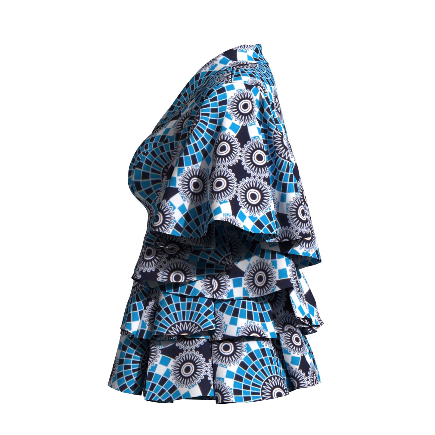 Colorful African Wax Print Flattering Peplum Blouse