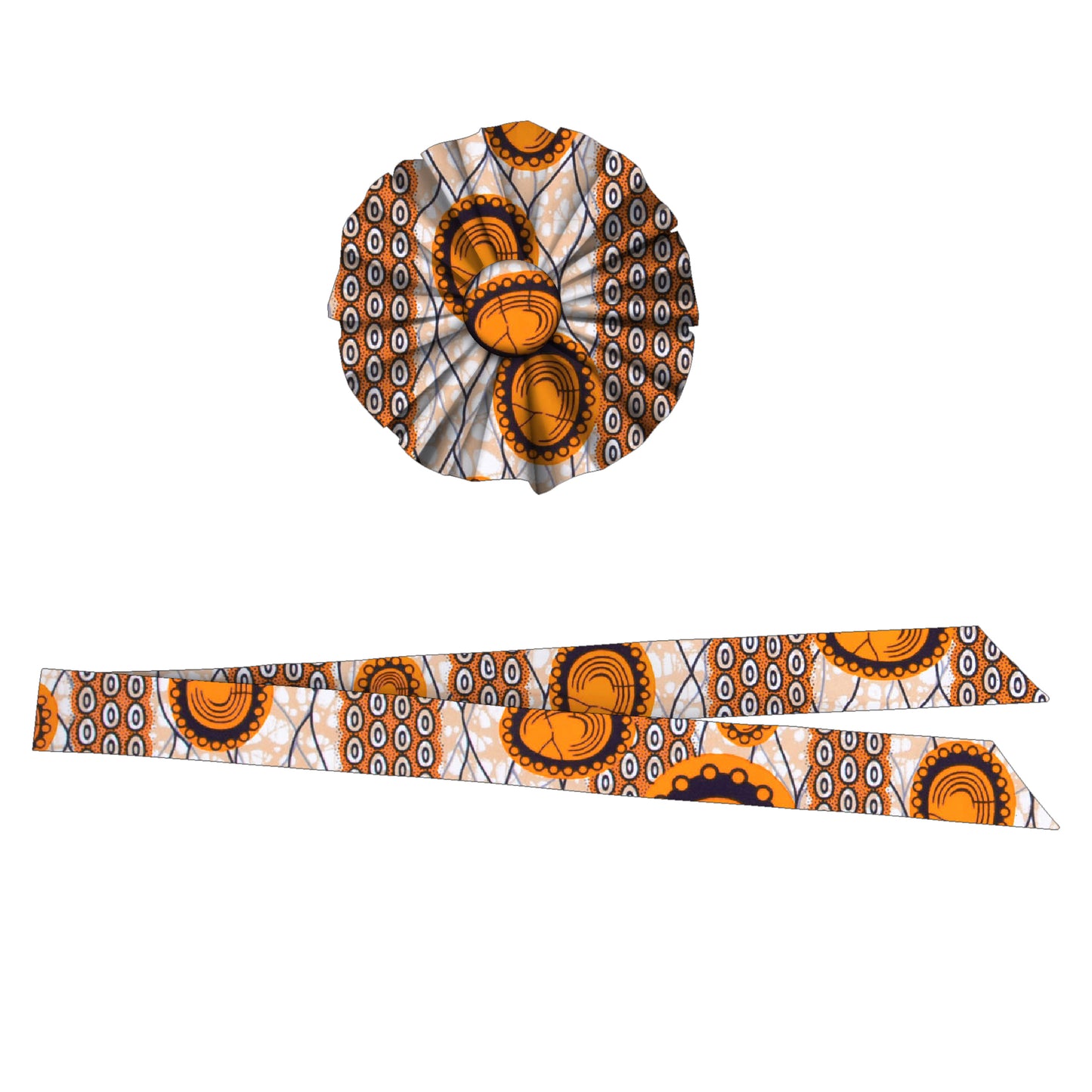 Fashion African Women All Over Print Waist Belt & Decor Brooch Coordinated Fashion Accessories Set