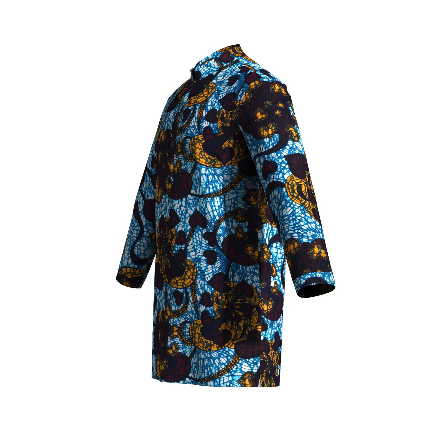 Modern African Print Men’s Business Casual Tunic Top