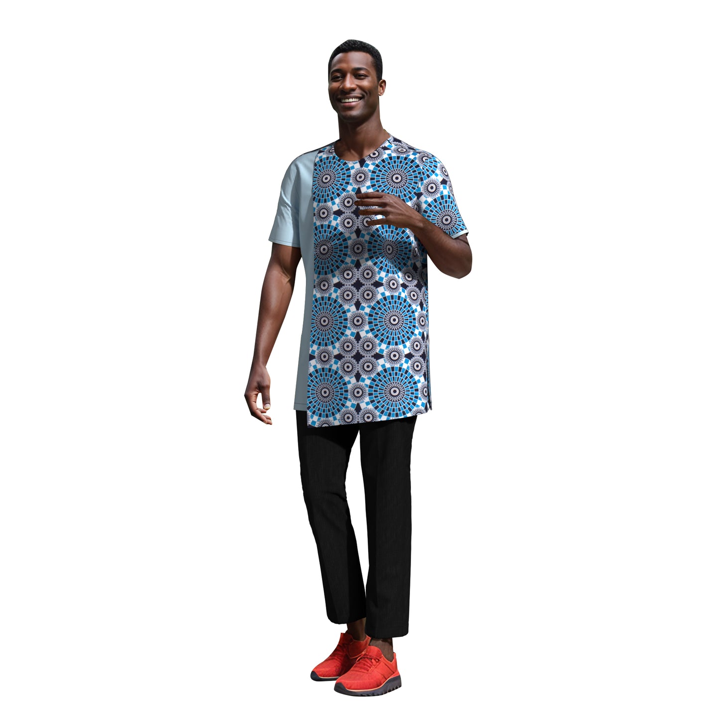 All-match Crew Neck African Print Men Shirt
