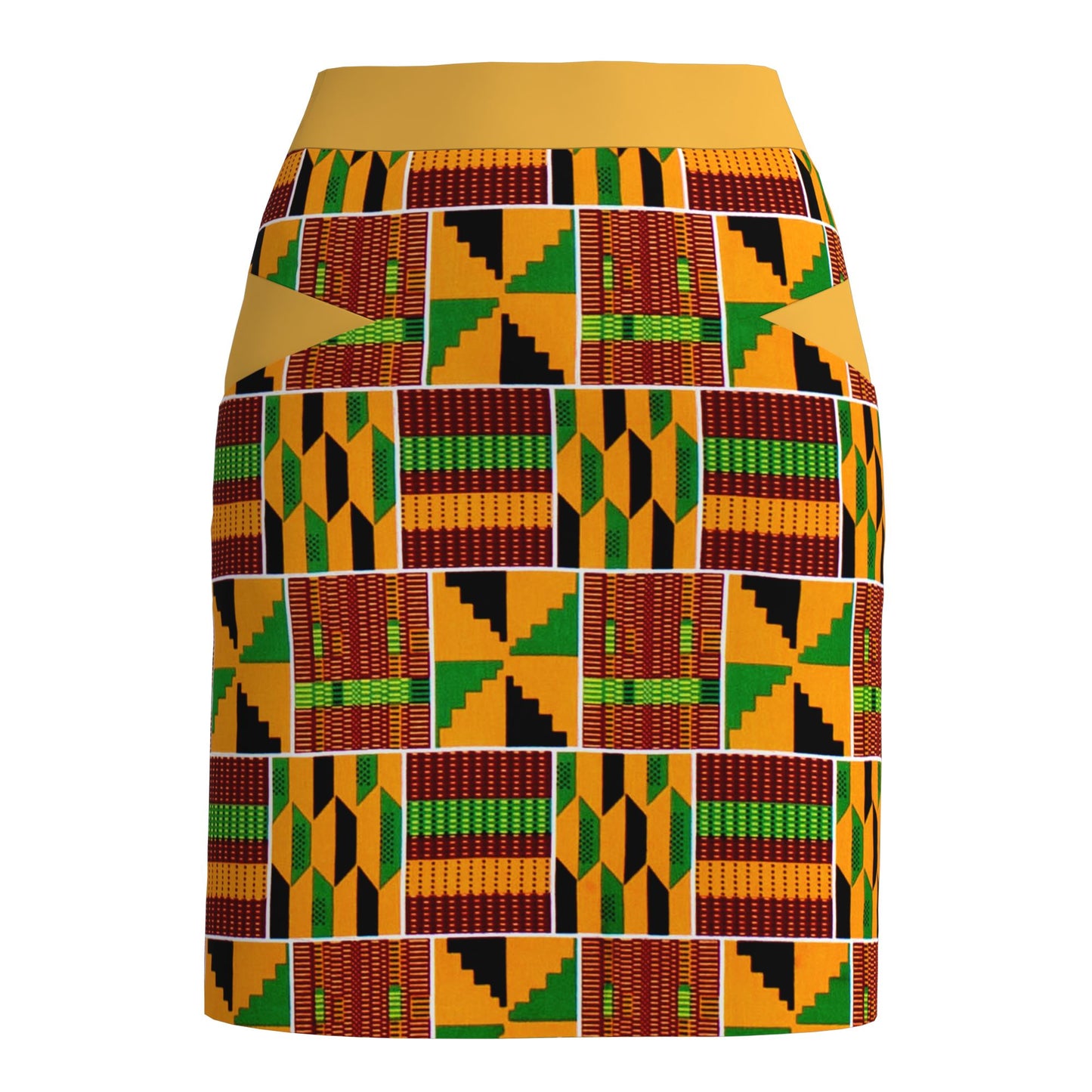African Women Traditional African Floral Wax Print Slim Fitting Midi Skirt