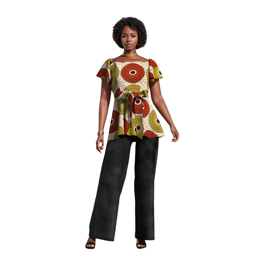 Ankara Print Plus Size Inclusive Off-Shoulder Peplum Blouse