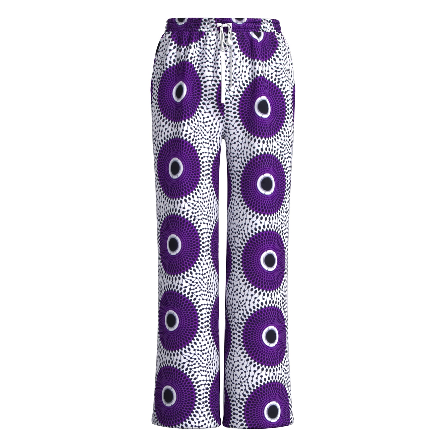 African Print Drawstring Waist Wide Leg Pants