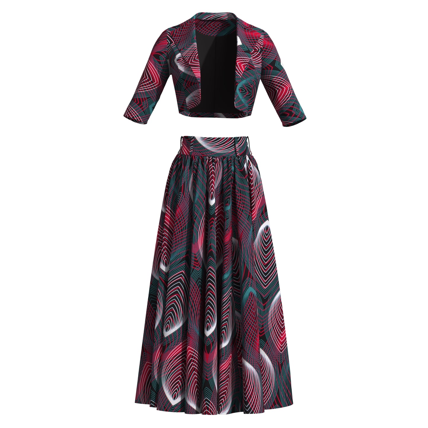 Ankara African Print Two-Piece Blazer & High Waist Maxi Skirt Set