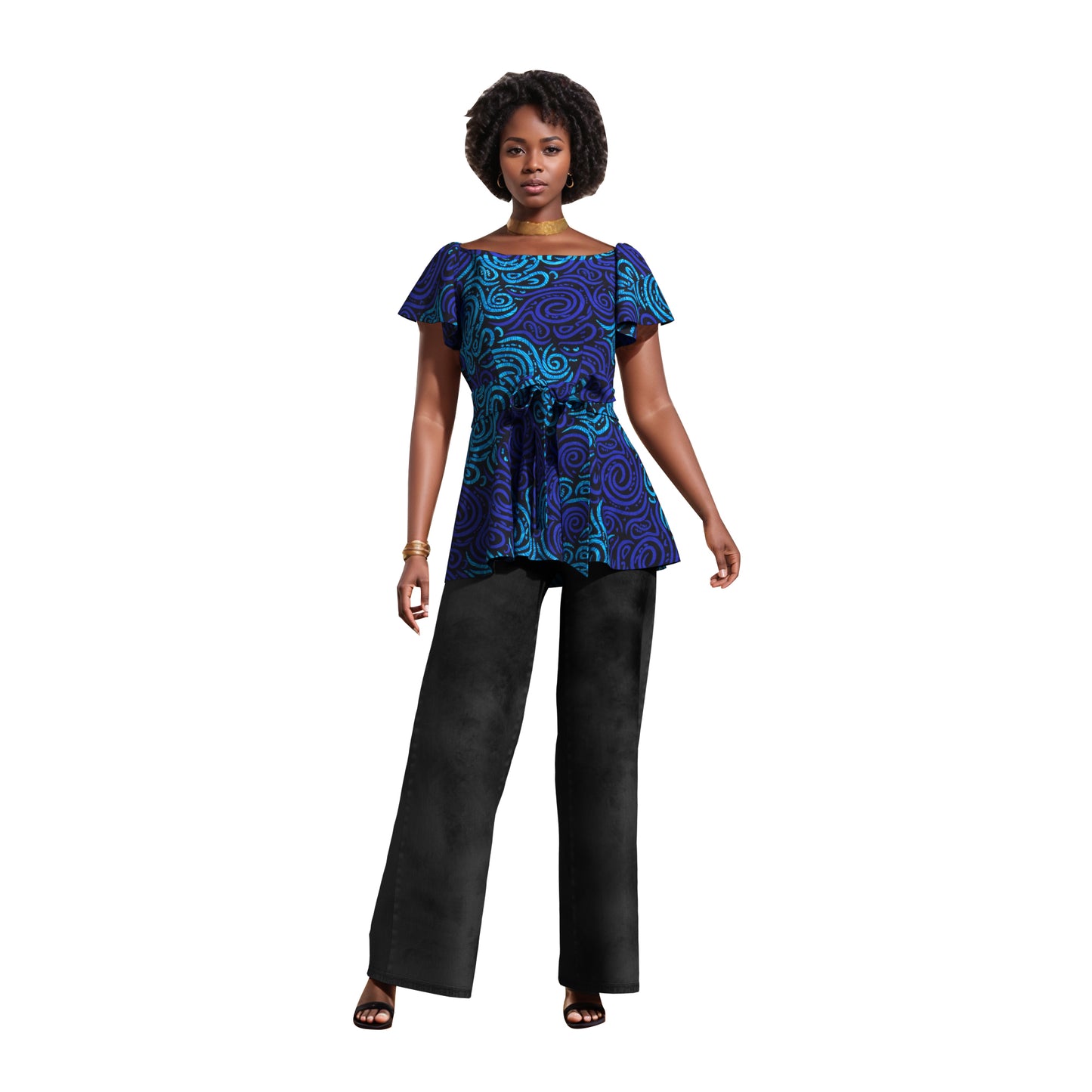 Ankara Print Plus Size Inclusive Off-Shoulder Peplum Blouse