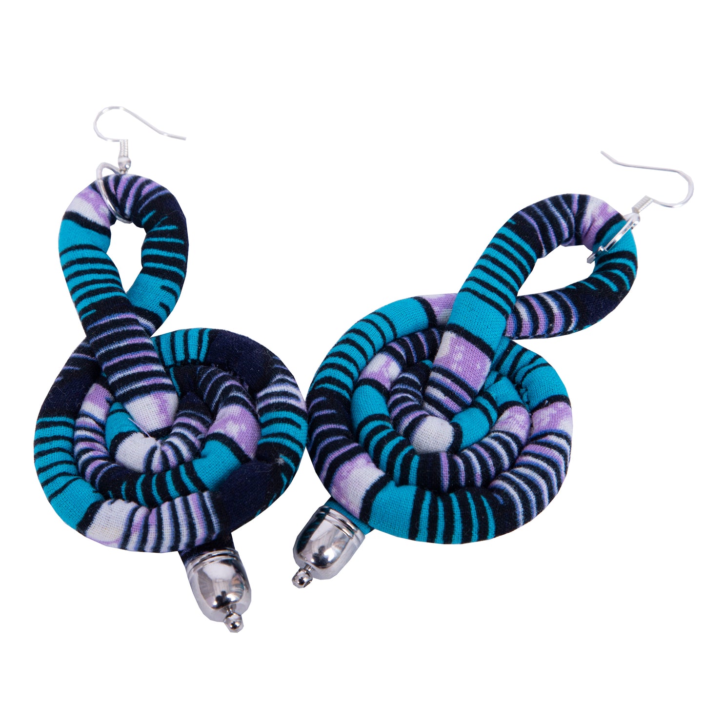 Ladies Kente Geometric Fabric Treble Clef Jewelry Set African Coordinated Neck & Ear Outfit Accessories