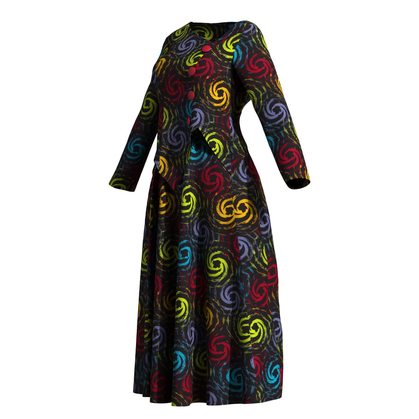 African Apparel Ankara Wax Print Asymmetric Hem Wrap Top & Maxi Skirt Se