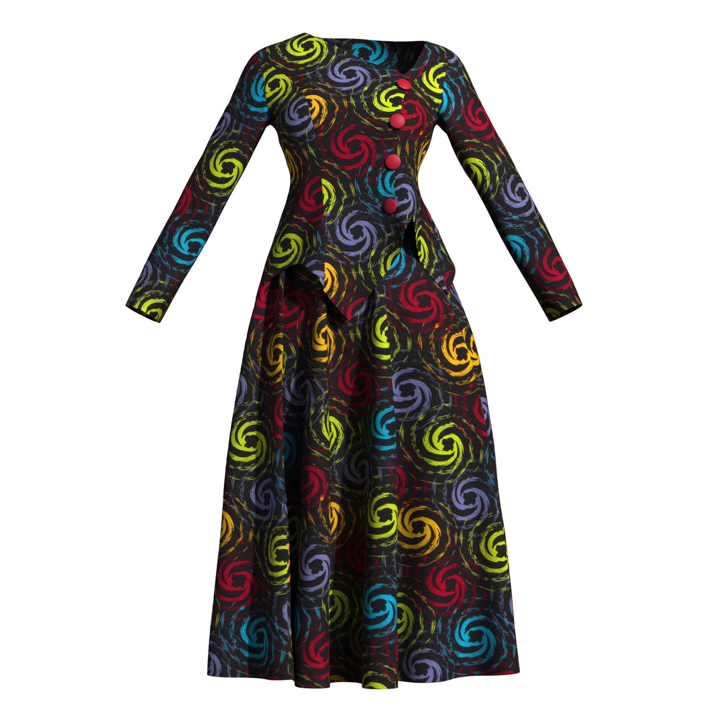 African Apparel Ankara Wax Print Asymmetric Hem Wrap Top & Maxi Skirt Se