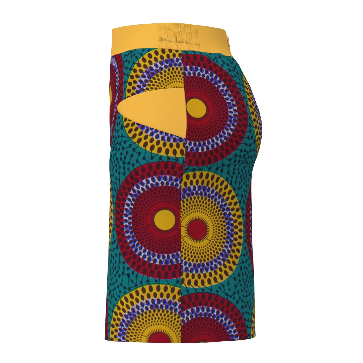African Women Traditional African Floral Wax Print Slim Fitting Midi Skirt