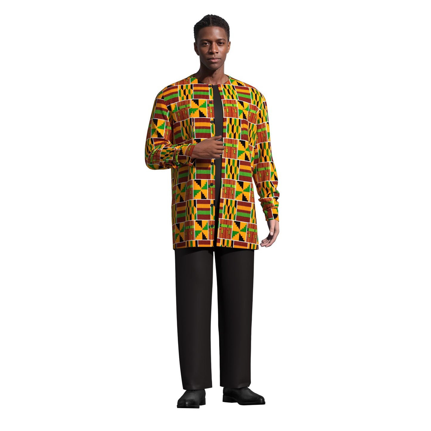 Modern African Print Casual Long Sleeve Outerwea