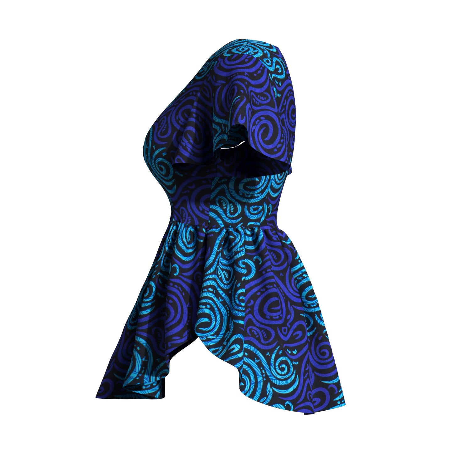 African Print V Neck Irregular Hem Fashion Women Peplum Top