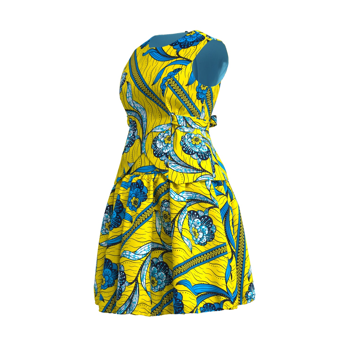 African Print Tie-Back Sleeveless Top & High Waist Skirt Set
