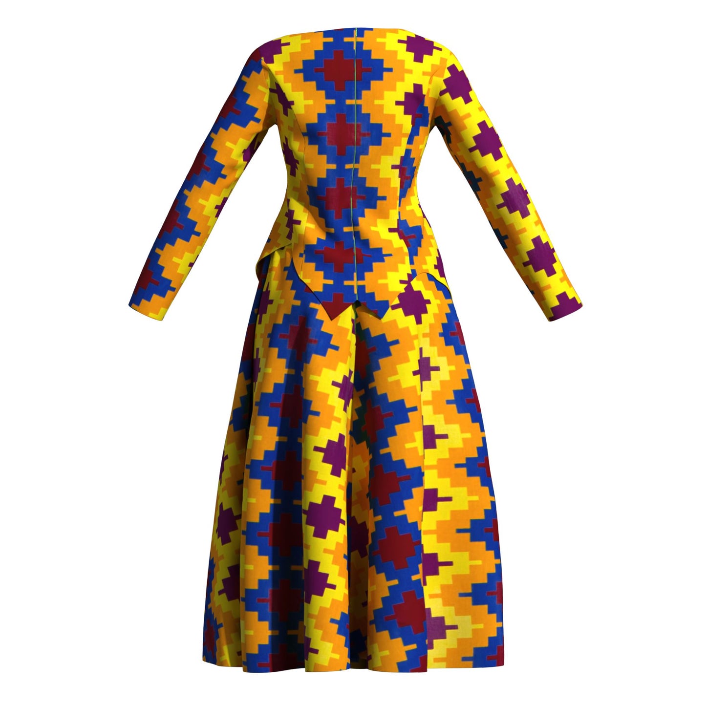African Apparel Ankara Wax Print Asymmetric Hem Wrap Top & Maxi Skirt Se