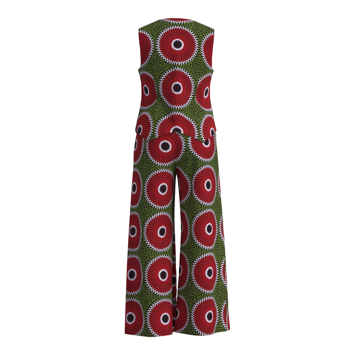 Ankara Print Sleeveless Vest & High Waist Pants Se