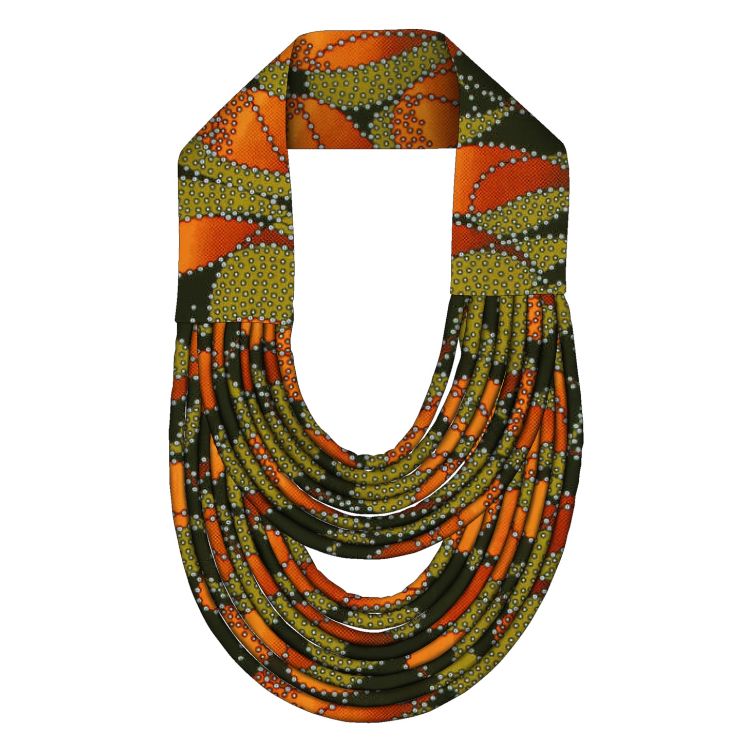 African Women Handmade Multi Loop Kente Fabric Necklace Daily Church Fashion Accessories