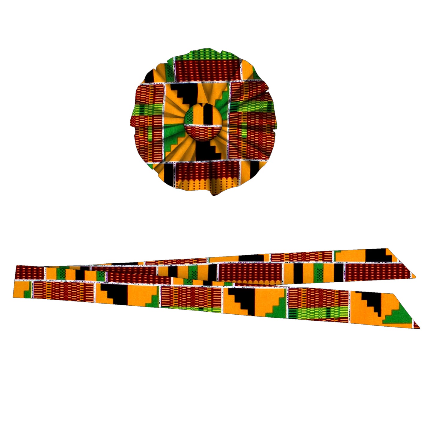 Fashion African Women All Over Print Waist Belt & Decor Brooch Coordinated Fashion Accessories Set