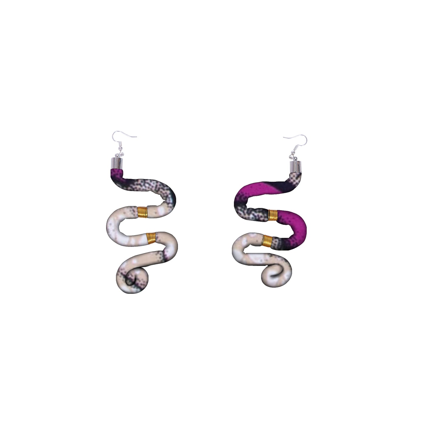 African Women Ankara Print Coiled Rope Statement Earrings Accessories