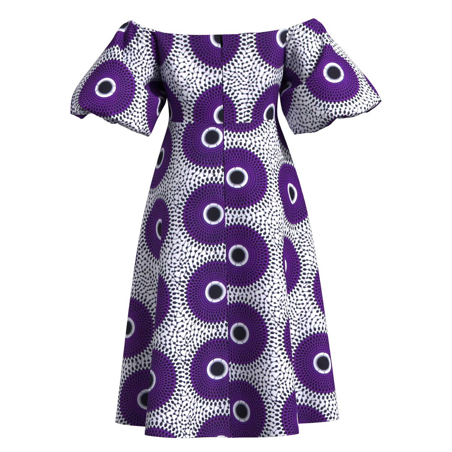 Bold Pattern Ankara Off Shoulder Dress, Breathable High-Quality African Fabric Fashion Dress