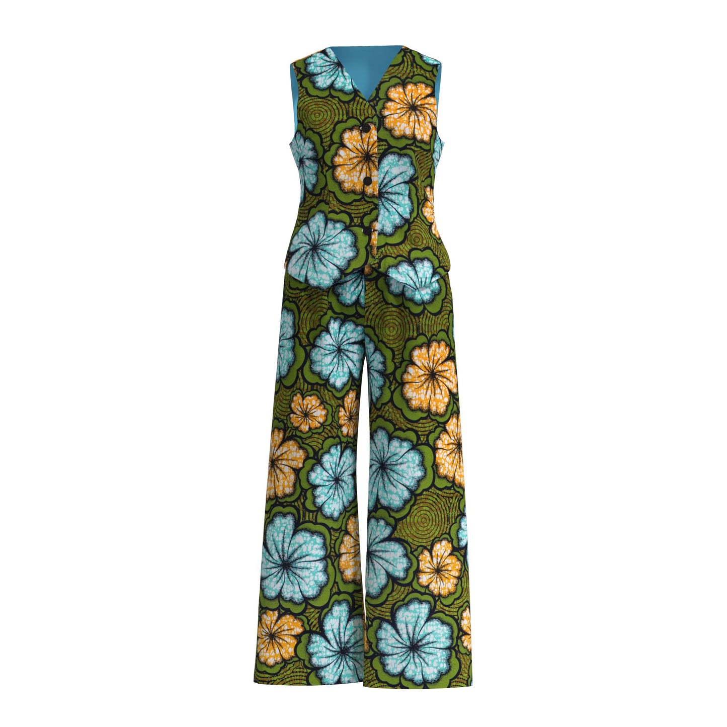Ankara Print Sleeveless Vest & High Waist Pants Se
