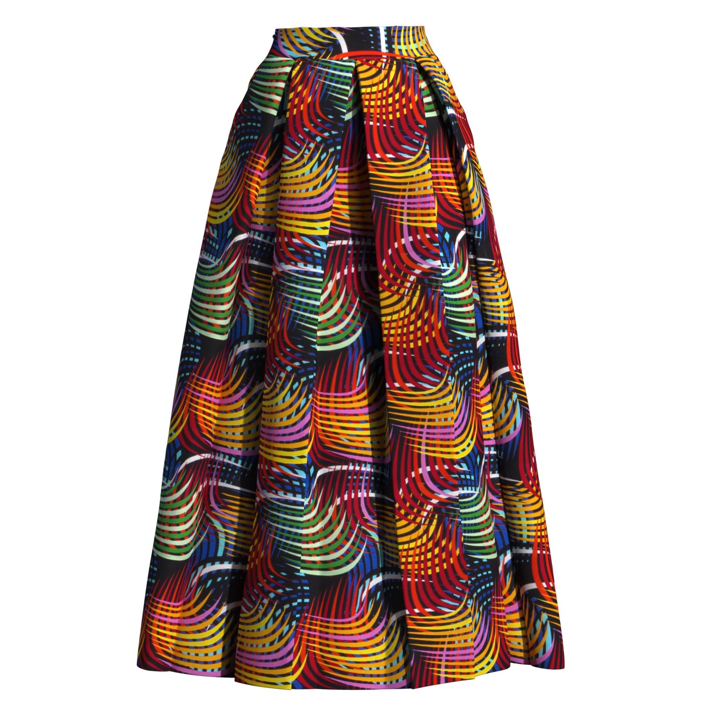 Women's African Print Maxi Skirt High Waist Pleated A-Line Skirt KG1213