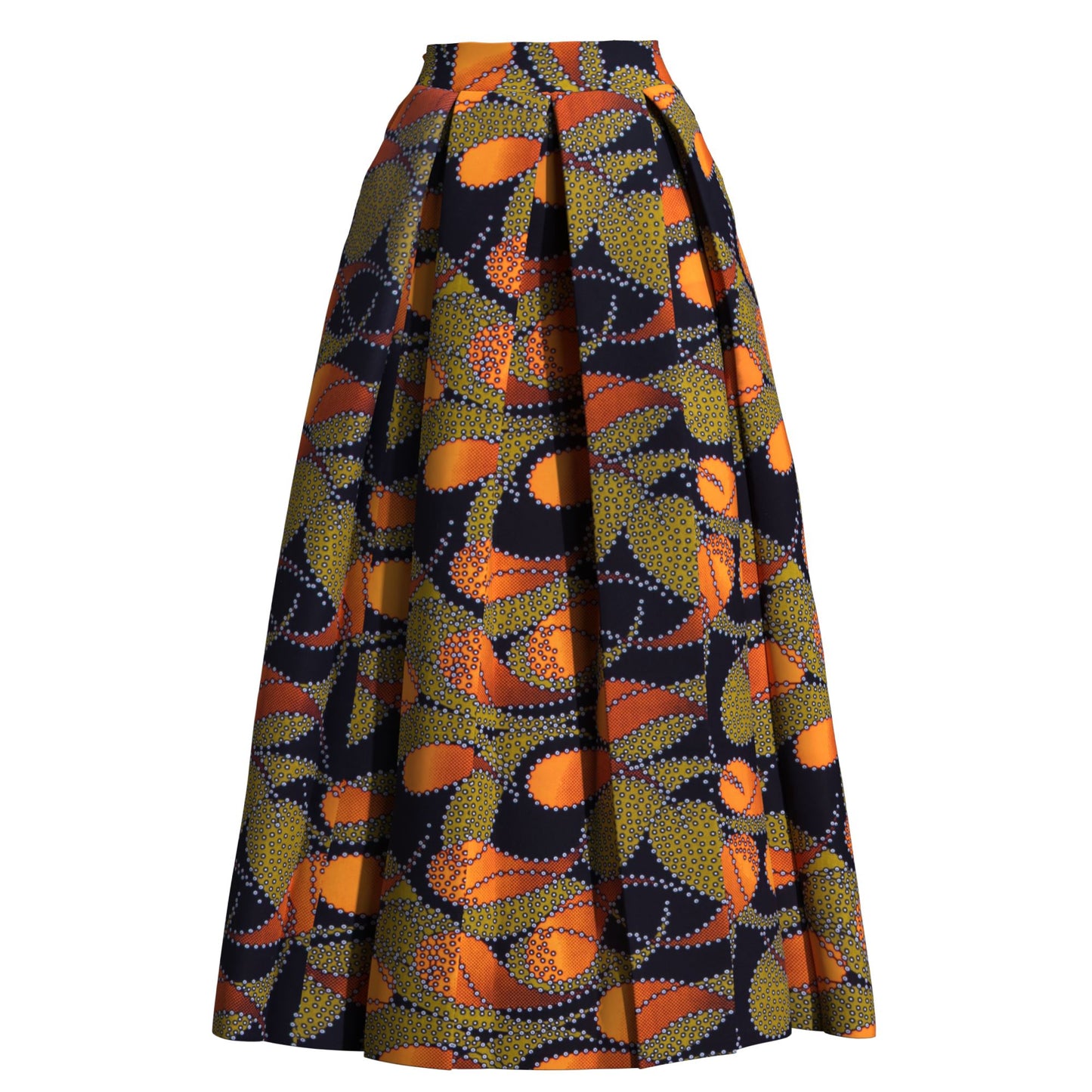 Women's African Print Maxi Skirt High Waist Pleated A-Line Skirt KG1213