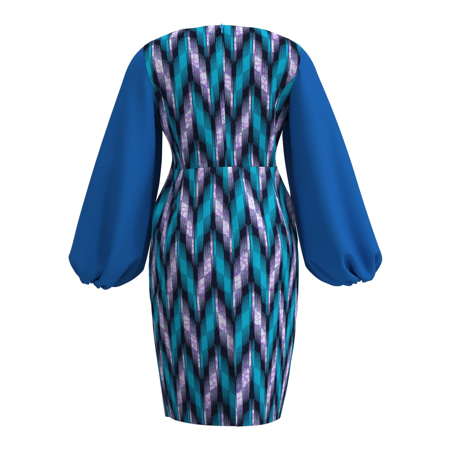 African Print Peter Pan Collar Puff Sleeve Midi Dress