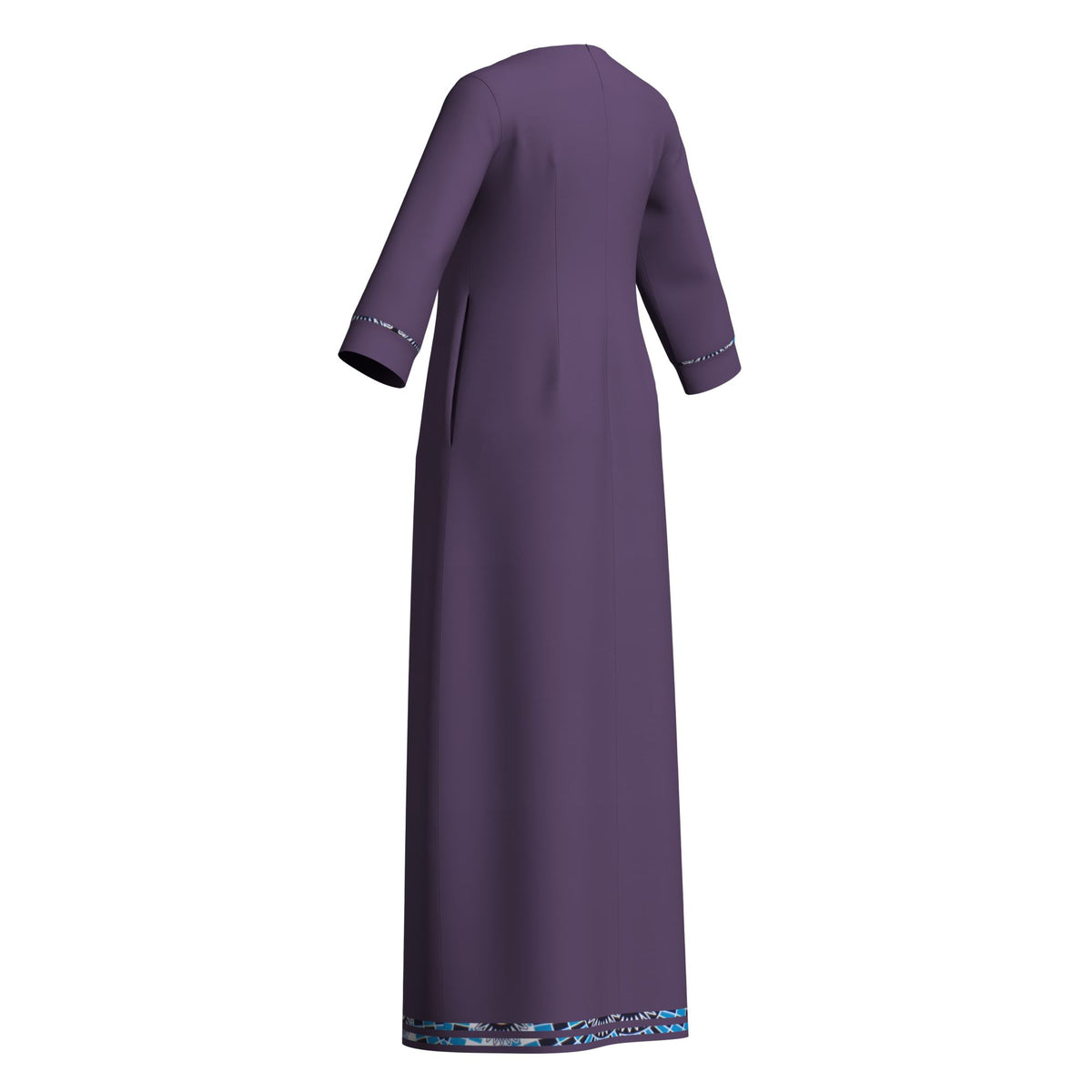Elegant Solid Maxi Dress for Black Women, Ankara Print Splicing on Chest & Cuffs WY10572