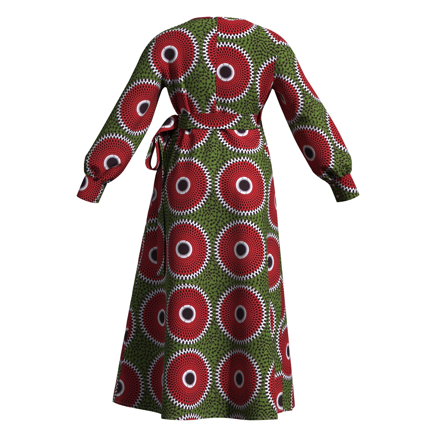 African Print Wrap Maxi Dress with Waist Tie